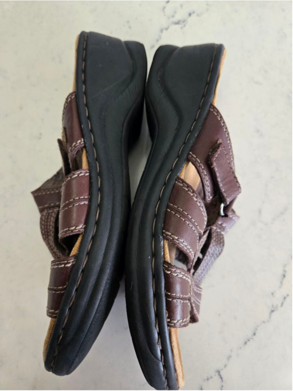 Women's Clarks Bendables Brown Leather Sandals Size 8 - Picture 10 of 11